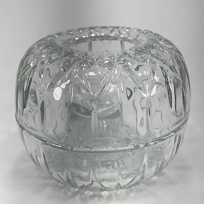 $22.95 • Buy Glass Crystal Candle Holder  Bowl With Cover 5 1/2  X 4 1/4  Round Pre-Owned