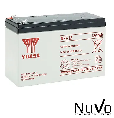 Genuine Yuasa 12 Volt 7ah Burglar Alarm Battery Rechargeable Battery (12v 7ah ) • £19.95
