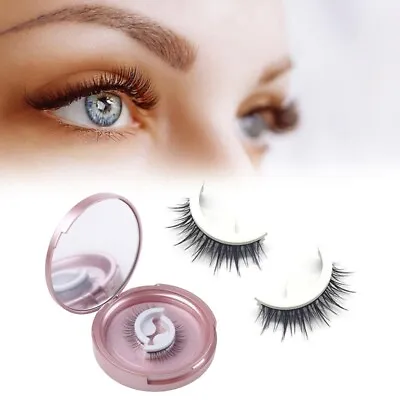 £6.73 • Buy Self-Adhesive False Eyelashes Reusable Natural 3D Lashes Curly Stick On Eye Lash