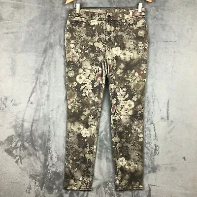 Chico's So Slimming Girlfriend Ankle Denim Size 00R Floral Green 29  Inseam • $11.48