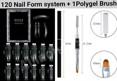 120 Pcs False Nail Mold Full Cover Clear Nail Form System Plus 1polygel Brush • $10.99