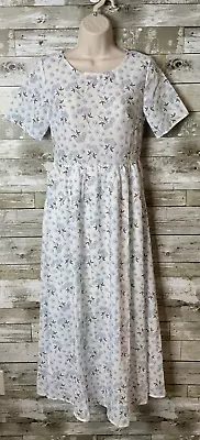 Petallush Womens White Blue Floral Short Sleeve Maxi Dress Size XS • $14.99