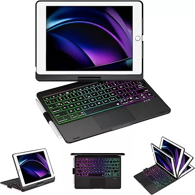 Rotating Case With Backlit Touchpad Keyboard For IPad 10.2 9th 8th 7th Gen Air 3 • £39.99