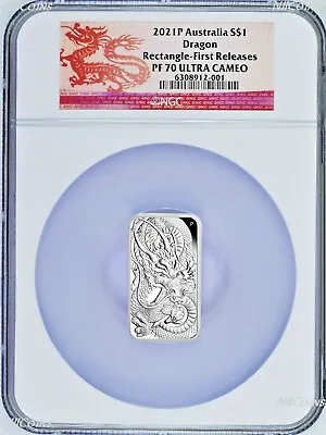 $157.99 • Buy 2021 Dragon 1oz PROOF Silver Rectangular $1 COIN NGC PF 70 FR Lunar Label