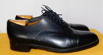 Sanders Made In England Black Genuine Leather Cap Toe Oxford Shoes Size 8.5d. • $99.99