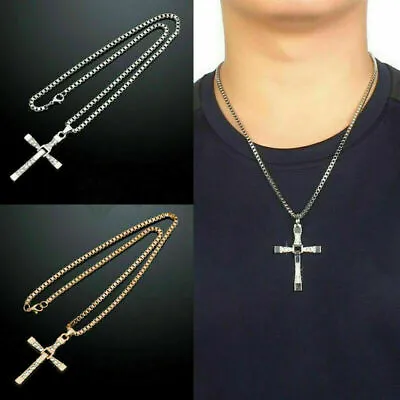 Fast & Furious Vin Diesel Inspired Cubic Zircon Inlaid Cross Pendant Necklace • $4.97