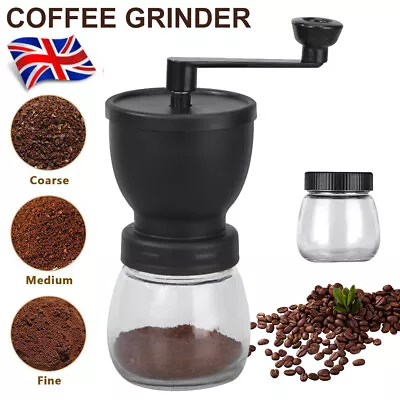 Manual Coffee Bean Hand Grinder Mill Adjustable Coarseness Ceramic Burr Spice Uk • £8.79