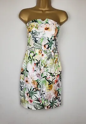 GUESS Mini Floral Faux Wrap Strapless Dress - Size Small UK 6 • £26.99
