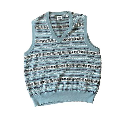 Gap Vintage 90s Men’s Pattern V Neck Sweater Vest Size Medium Argyle Print • $17.97