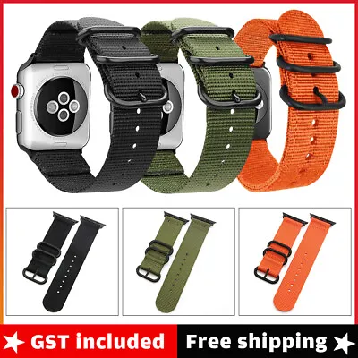 $7.22 • Buy Woven Nylon Canvas Watch Band For Apple Watch Strap Series Band 7 SE 6 5 4 3 2