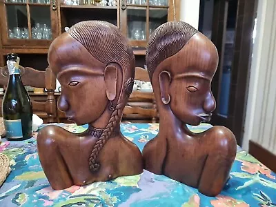 Hagenauer Style Carvings Male Female Bookends More Detail To Female Carving  • £48