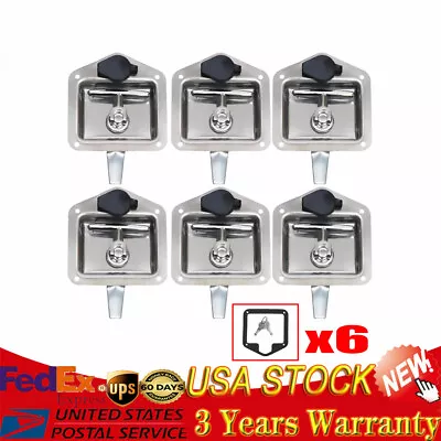 6Pc Trailer Door Latch T-Handle Lock Stainless Steel Key Camper Truck Tool Box B • $60.80