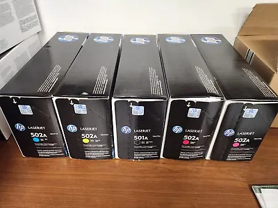 New OEM HP Lot Of 5 Magenta Cyan Yellow & Black 502A Cartridges Q6471A... • $47