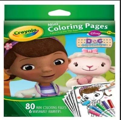 New Crayola Doc McStuffins (80 Mini Coloring Pages 6 WASHABLE MARKER In One Pack • £5.99