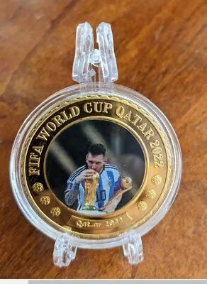 Qatar Soccer  2022 World Cup Lionel Messi Championship 'Gold' Coin !!! • $9.95