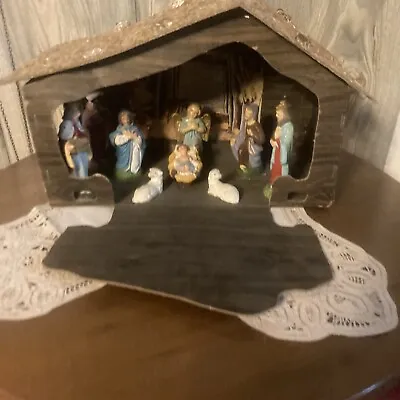 Mid Century Modern Nativity Set Manger And Figures Hong Kong Small 12  X 8  X 6  • $14