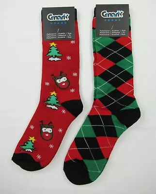 Gmark Holiday Christmas Socks Lot Of 2 Pairs Reindeer Tree • $14.99