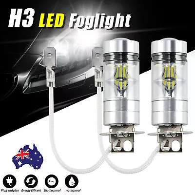 2pcs H3 100W 6000K LED Driving Bulb Car Fog Light Tail Lamp Bulb White 12-24V • $16.75