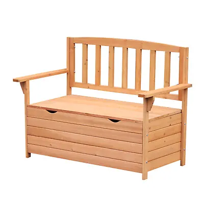 Outsunny Outdoor Garden Storage Bench Patio Box All Weather Fir Wood 112 X 84 Cm • £102.99