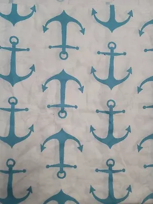 Canvas Fabric 1 Piece 46x112 White Blue Anchors  • $15