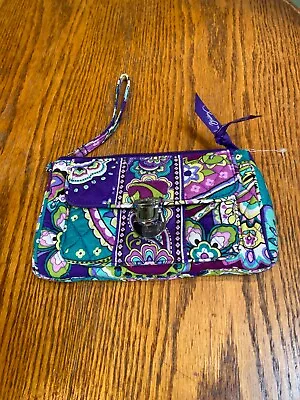 Vera Bradley Heather ( Purple Floral) Push Lock   & Zip Wristlet / Clutch • $12.99