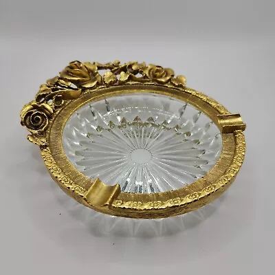 Matson Rose Pattern Gold Filigree Ormolu Ashtray Trinket Dish K762 Vintage MINT! • $59.99