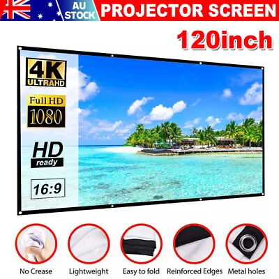 $21.95 • Buy 120” Foldable Projector Screen Portable Outdoor Home Movie Cinema 16:9 HD 1080P