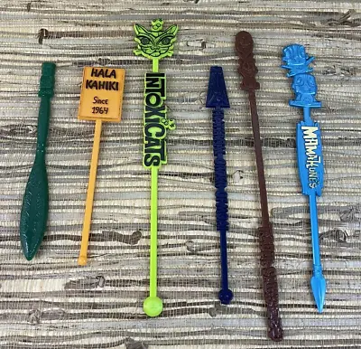 6 Tiki Bar Swizzle Sticks Intoxicats Mamahune's Trader Vic's Hala Kahiki FOM • $23.99