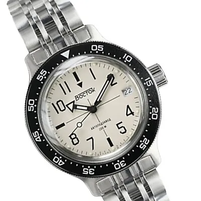 NEW Vostok Amphibia 720070 Russian Military Watch Automatic White Dial 20 ATM • $139.90