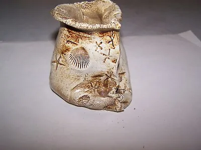 Seashore Design  Handcrafted Pinch Pot  Tan Shells Star Fish Clay Unique • $9.99