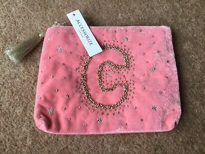 £5 • Buy Accessorize Pink Velverty Bag - Letter C