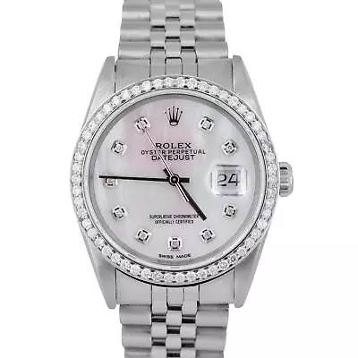 Rolex DateJust DIAMOND Mother-of-Pearl 36mm Stainless MOP Jubilee Watch 16220 • $5993.95