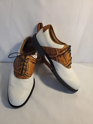 Footjoy Icon 10m Tan Croc Golf Shoes With Opti Flex • $38