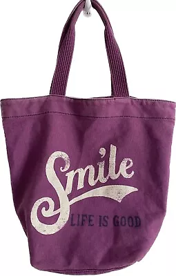 Life Is Good Smile Canvas Tote Bag Pink • $13.90