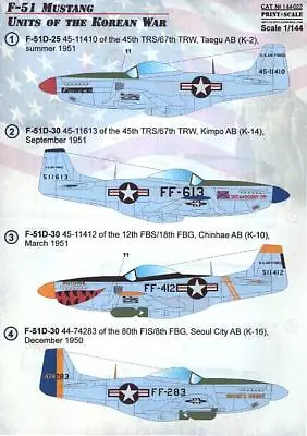 Print Scale Decals 1/144 F-51 MUSTANG Units Of The Korean War • $8.99