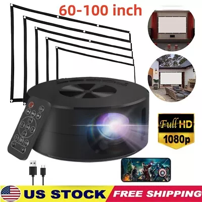 8000 Lumens 1080P Mini Projector WiFi Bluetooth LED Home Theater Movie W/ Screen • $41.99