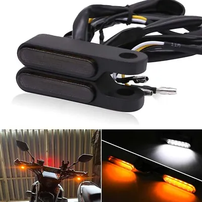 2X Black Motorcycle LED Mini Turn Signal Blinker Light Amber For Harley Davidson • $30.88