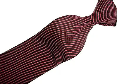 Stefano Ricci Burgundy & Black Striped Woven Silk Tie 60 L X 3 W • $41.30