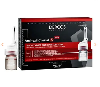 £99.99 • Buy 2 X Vichy Dercos Aminexil Clinical 5 Men - 21x6ml - Anti-Hair Loss Treatment