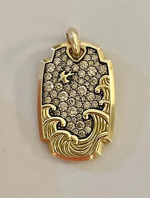 $4450 • Buy David Yurman 18k Gold Diamond Waves Amulet Pendant Necklace $6500 32.5mm