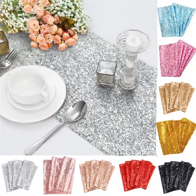 Time To Sparkle1-10 Glitter Sequin Table Runners Cover Silver Sparkly Party Xmas • £7.19