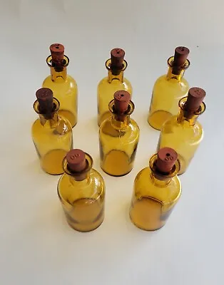 Vintage Amber Laboratory Bottles With Rolled Lip Tops With Rubber Stoppers • $36.99