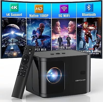 DBPOWER 5G WiFi Mini Bluetooth Projector 300 ANSI Outdoor Theater Cinema Movie • $86.98