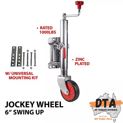 6  Inch Trailer Jockey Wheel Swivel Fixed Bracket Draw Bar Universal Mounting • $59.95