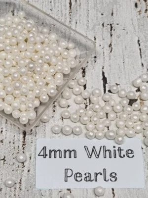 $3.98 • Buy WHITE EDIBLE SUGAR PEARLS MIRROR SILVER ROSE GOLD 4mm 8mm CUPCAKE SPRINKLES