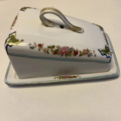 $25.99 • Buy Viintage Nippon Hand Painted Porcelain Cheese Keeper Or Server With Flowers Nice
