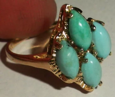 VINTAGE MIDCENTURY MODERN MODERNIST 14K GOLD TURQUOISE RING SIZE 5 3/4 Tuvi • $375