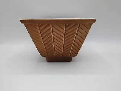 Vintage Miramar Of California Pottery Brown Herringbone Pattern MCM Planter • $8.38