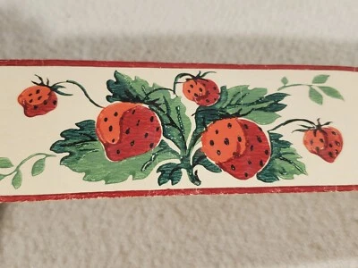 £23.10 • Buy Vtg 1950s Partial Wallpaper Roll ~ Duro Decorative Border Trim ~ Red Stawberry