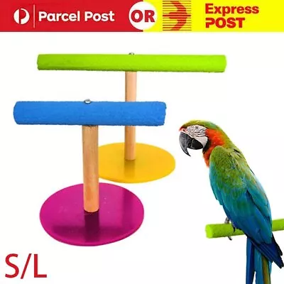 Wooden Bird Pet Parrot Cage Training Stand Perch Play Gym Budgie Parakeet HOT • $14.69
